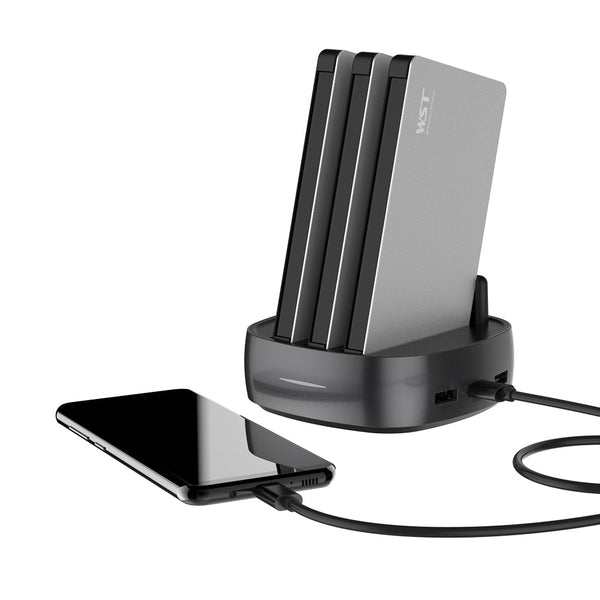 8 port USB charging dock with fast charging for multiple devices, ideal for high traffic venues.