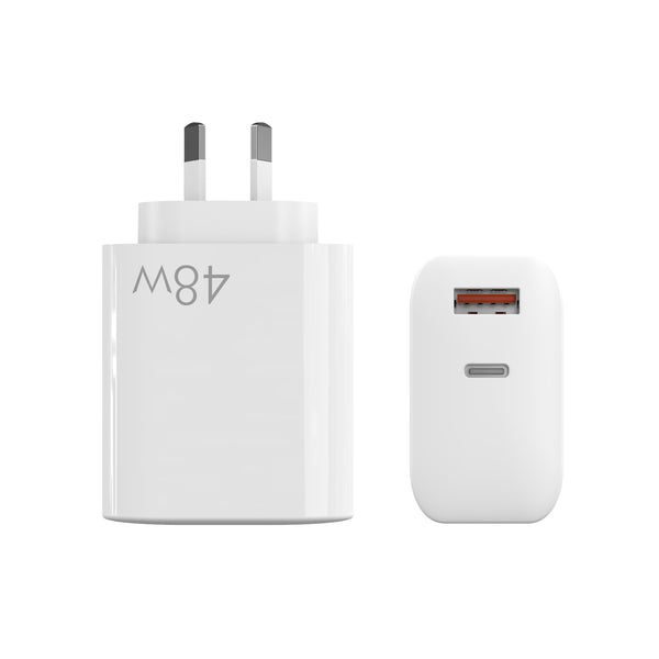 power adapter 3 year warranty 48W dual USB A and C for Samsung