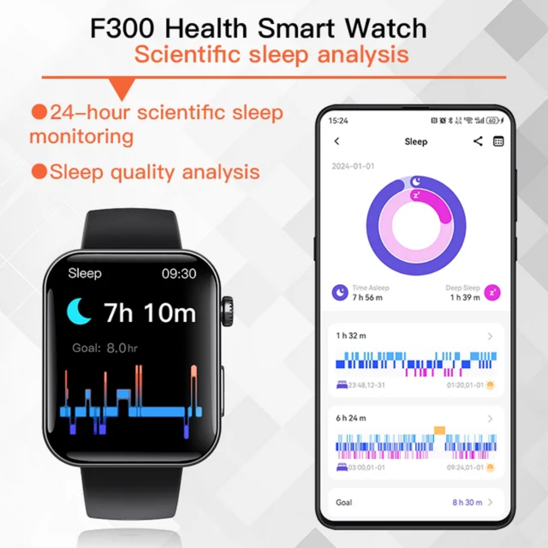 F300 Smart Watch display featuring vibrant and easy-to-read touchscreen.